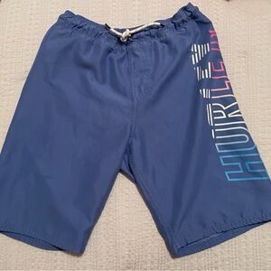 Hurley Blue Swim Board Shorts with Vertical Logo